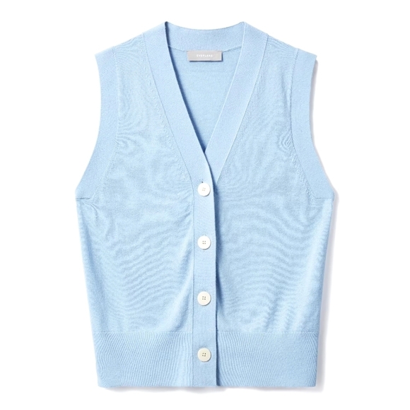 The Cotton–Merino Sweater Vest Steel Blue - Picture 1 of 9